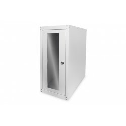 PC Schrank für Computergehäuse Glastür Digitus compatible, inkl. Castorgruppe, Farbe Grau RAL 7035