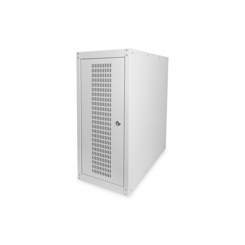 PC Schrank für Computergehäuse Glastür Digitus compatible, inkl. Castorgruppe, Farbe Grau RAL 7035