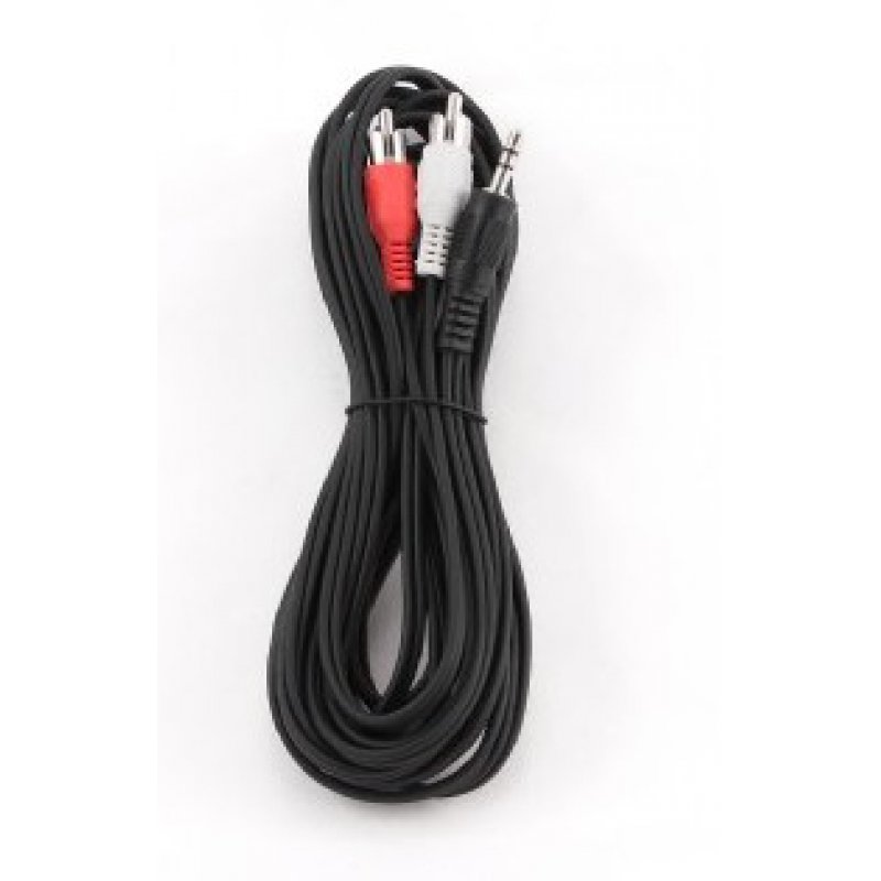 Gembird 5m, 3.5mm/2xRCA, M/M câble audio 3,5mm Noir, Rouge, Blanc
