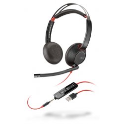 POLY Blackwire 5220 Casque Avec fil Arceau Appels/Musique USB Type-A Noir, Rouge