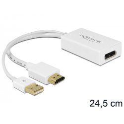 DeLOCK 62496 câble vidéo et adaptateur 0,245 m DisplayPort HDMI + USB Blanc