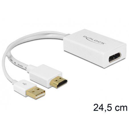 DeLOCK 62496 video cable adapter 0.245 m DisplayPort HDMI + USB White