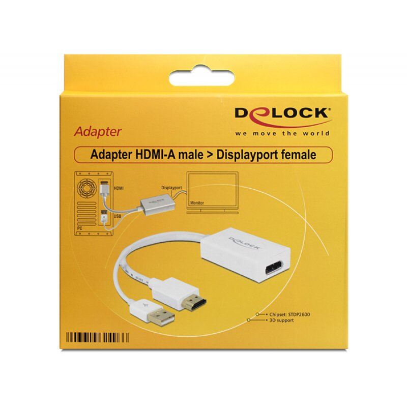 DeLOCK 62496 video cable adapter 0.245 m DisplayPort HDMI + USB White