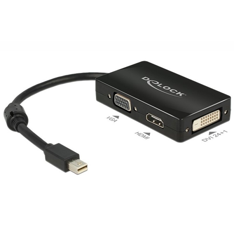 DeLOCK Delock compatible Adapter mini Displayport 1.1 male  VGA / HDMI / DVI female Passive - Videokonverter - Schwarz