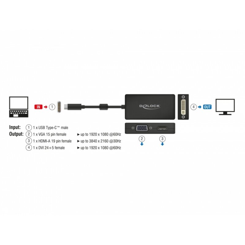 DeLOCK - externer Videoadapter - Schwarz