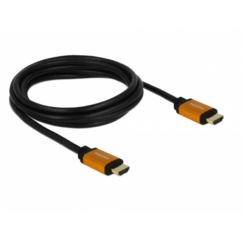 DeLOCK 85729 câble HDMI 2 m HDMI Type A (Standard) Noir, Or