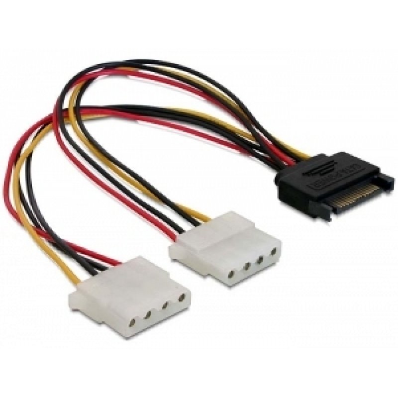 DeLOCK SATA 15pin  2x 4pin Molex female 20cm