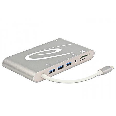 DeLOCK 87298 station d'accueil USB 3.2 Gen 1 (3.1 Gen 1) Type-C Argent