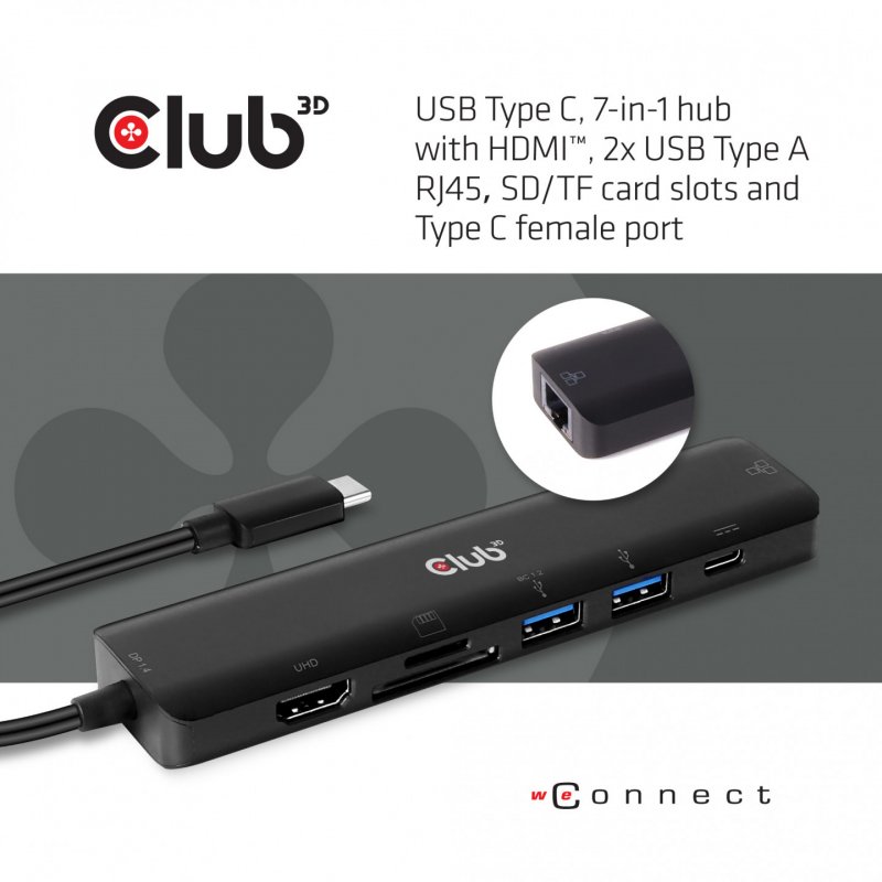 CLUB3D CSV-1592 station d'accueil USB 3.2 Gen 1 (3.1 Gen 1) Type-C Noir