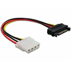 DeLOCK Power SATA/Molex Cable Black, Red 0.12 m