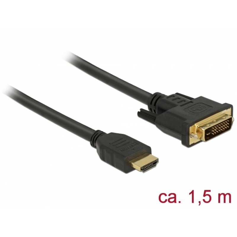 DeLOCK 85653 video cable adapter 1.5 m HDMI Type A (Standard) DVI Black
