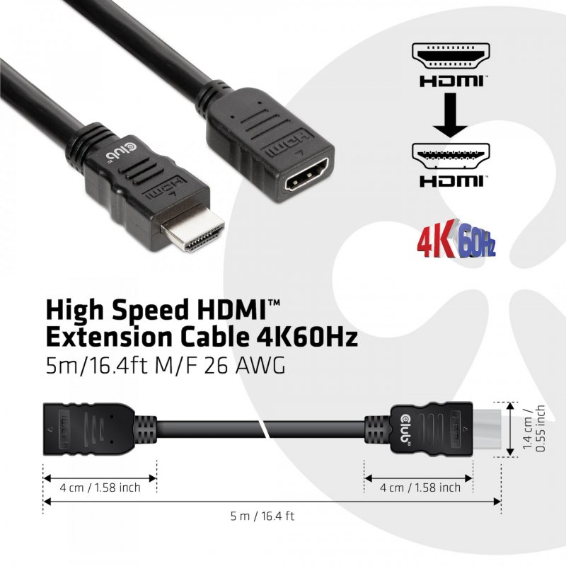 CLUB3D CAC-1325 câble HDMI 5 m HDMI Type A (Standard) Noir