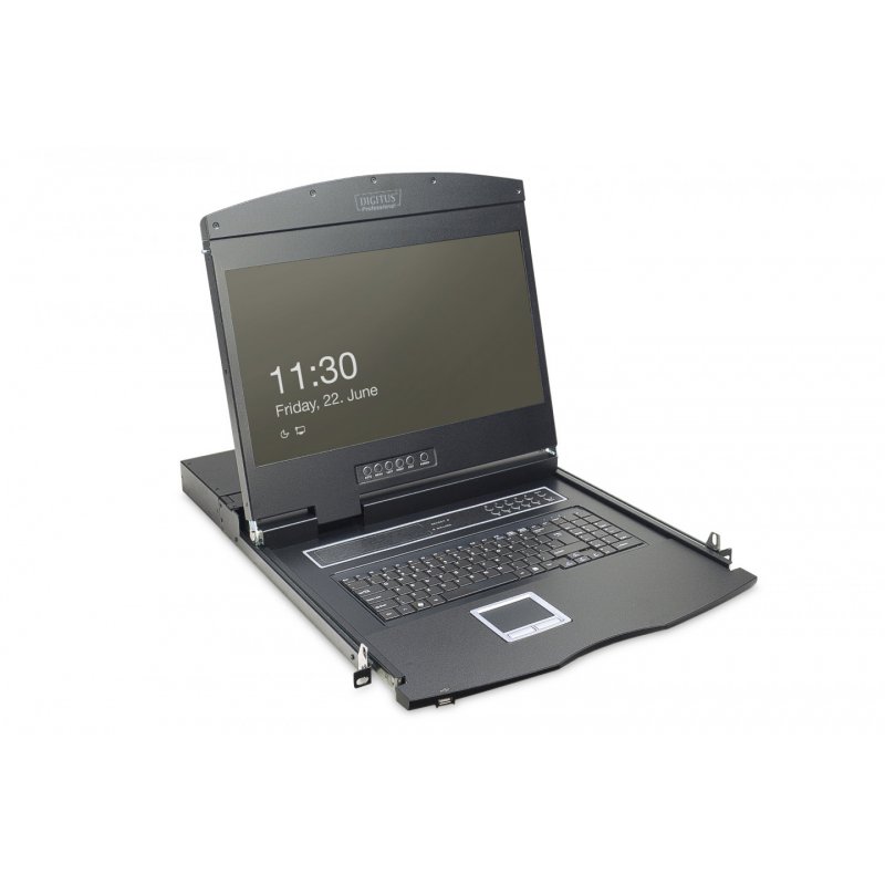 Digitus Console modulaire avec écran TFT de 19 po (48,3 cm), 8 ports clavier-vidéo-souris et pavé tactile, clavier al