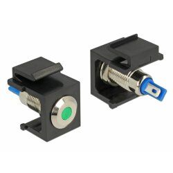 DeLOCK 86463 connecteur de fils Keystone LED Noir, Bleu, Vert, Acier inoxydable