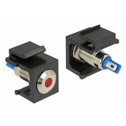 DeLOCK 86464 connecteur de fils Keystone LED Noir, Bleu, Rouge, Acier inoxydable