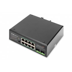 Digitus Industrial 8 Port Gigabit PoE Switch, Unmanaged, 2 Uplinks