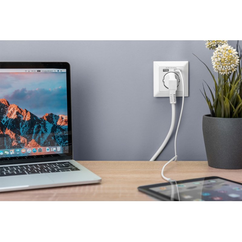 DIGITUS Sicherheits-Steckdose für Unterputzmontage - 2 USB-Ports