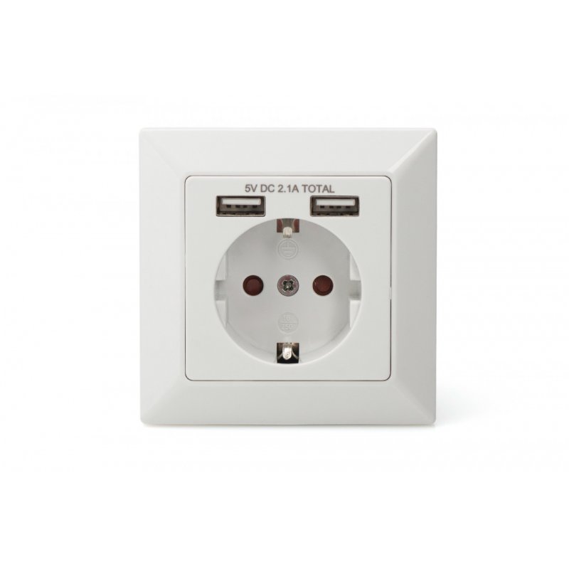 Digitus Safety socket for flush mounting with 2 USB ports