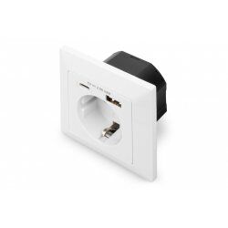 Digitus Prise de courant de sécurité pour montage encastré avec 1 x USB Type-C™, 1 x USB A