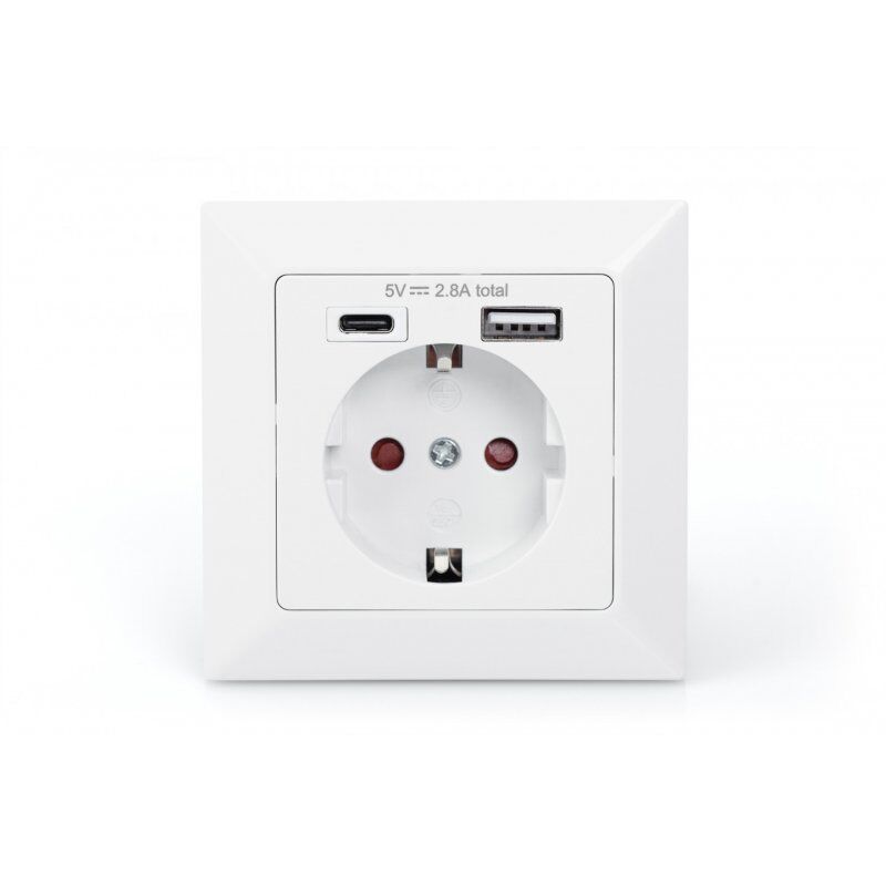 Digitus Safety Plug for Flush Mounting with 1 x USB Type-C™, 1 x USB A