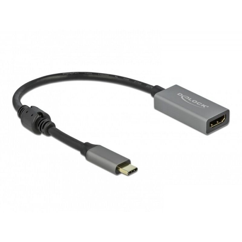 DeLOCK 66571 video cable adapter 0.2 m USB Type-C HDMI Type A (Standard) Black, Grey