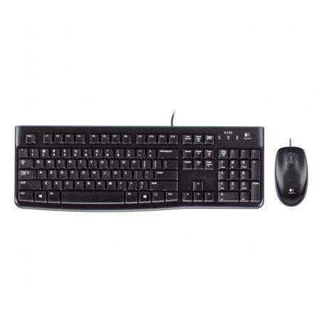 Logitech Desktop MK120 keyboard Mouse included USB QWERTZ German Black