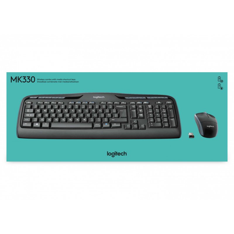 Logitech Wireless Combo MK330 clavier Souris incluse USB QWERTY US International Noir