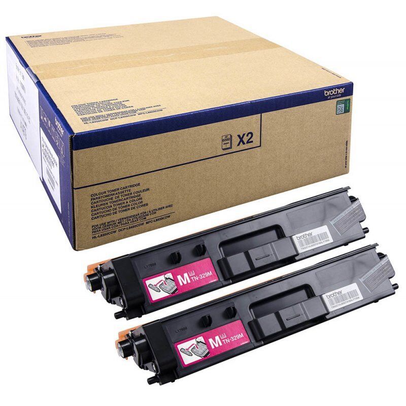 Brother TN-329MTWIN Cartouche de toner 2 pièce(s) Original Magenta