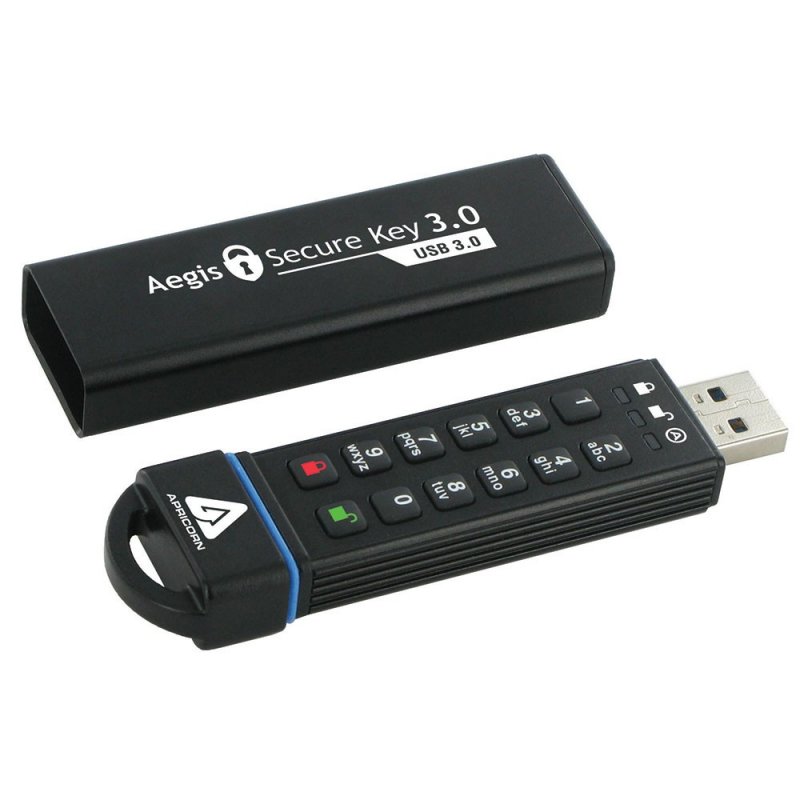 Apricorn Aegis Secure Key 3.0 lecteur USB flash 30 Go USB Type-A 3.2 Gen 1 (3.1 Gen 1) Noir