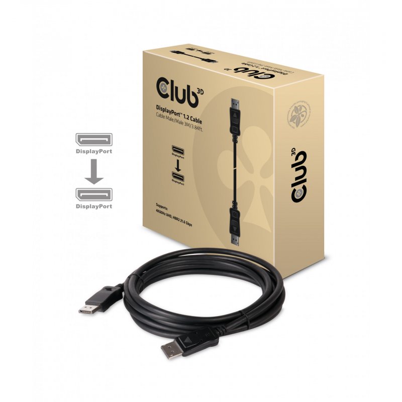Club 3D compatible Displayport 1.2 Kabel - 3 m
