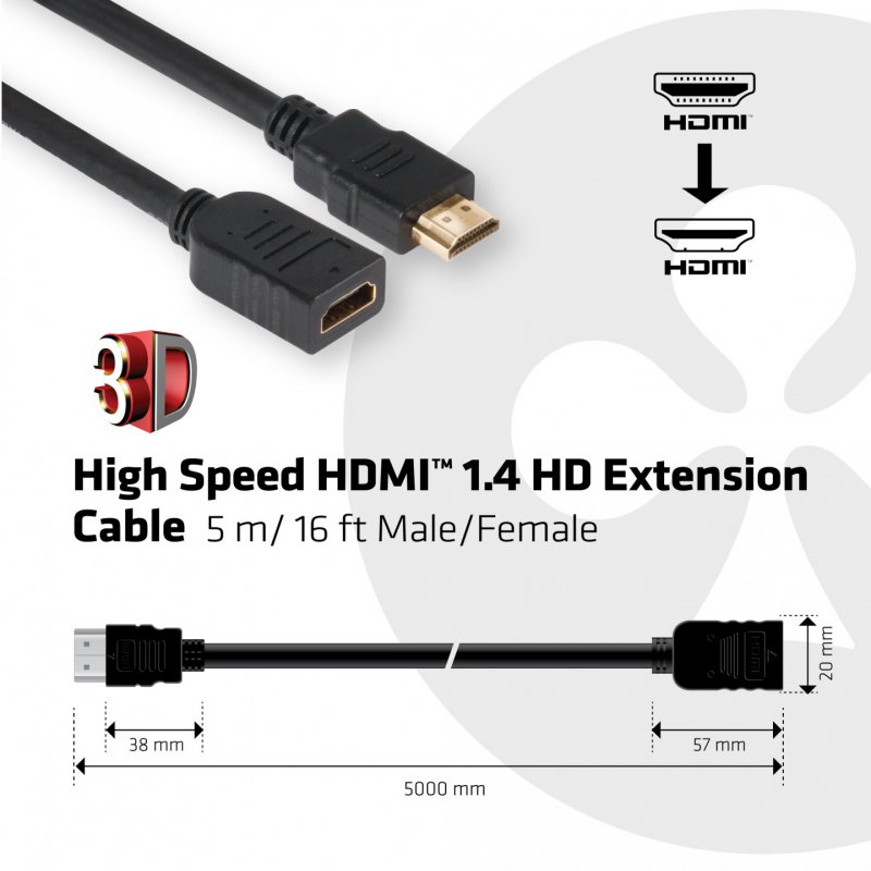 Club 3D compatible High Speed HDMI 1.4 Verlängerungskabel - 5 m