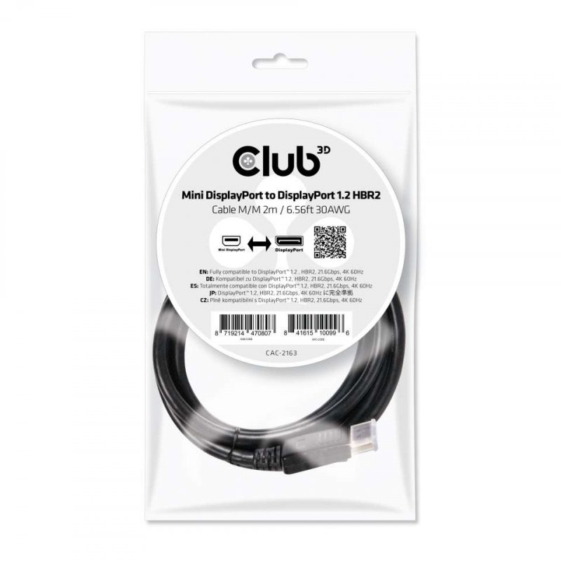 Club 3D compatible Mini DisplayPort™ auf DisplayPort™ 1.2 Kabel - 2 m
