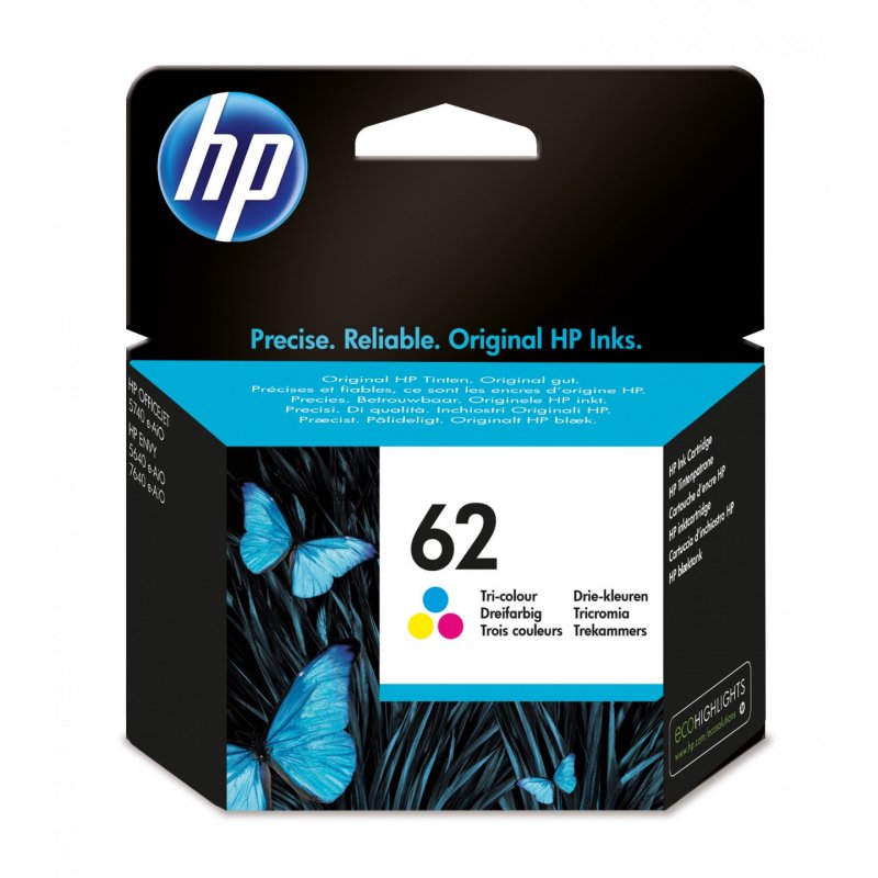 HP 62 Cyan, Magenta, Jaune (C2P06A)
