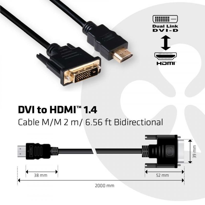 Club 3D compatible Adapterkabel - DVI auf HDMI 1.4 - 2 m