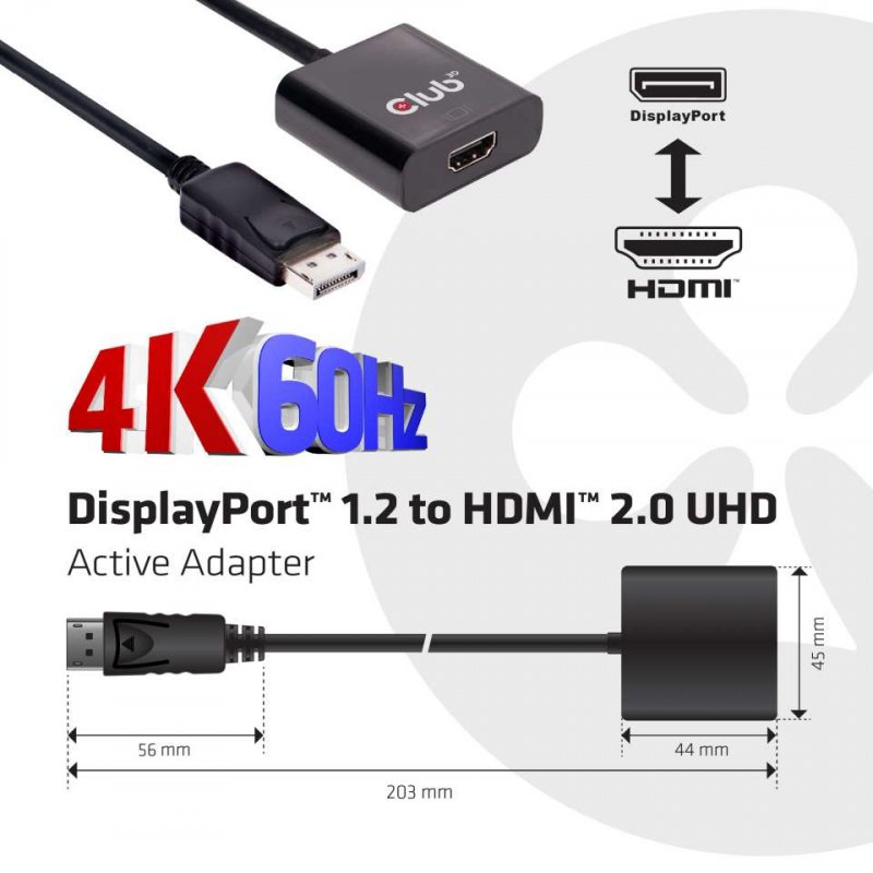 Club 3D compatible Video- / Audio-Adapter - DisplayPort / HDMI - 20.3 cm