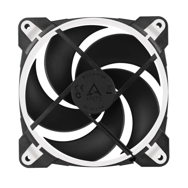ARCTIC BioniX P120 (White) – Pressure-optimised 120 mm Gaming Fan with PWM PST