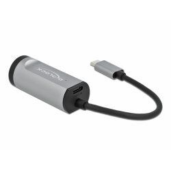 KAB USB-C (ST)  Gigabit LAN RJ45 (BU) Power Delivery bis zu 1000Mbps Kabellänge 15cm DeLOCK Black Grey
