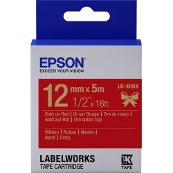 Epson Label Cartridge Satin Ribbon LK-4RKK Gold/Red 12mm (5m)