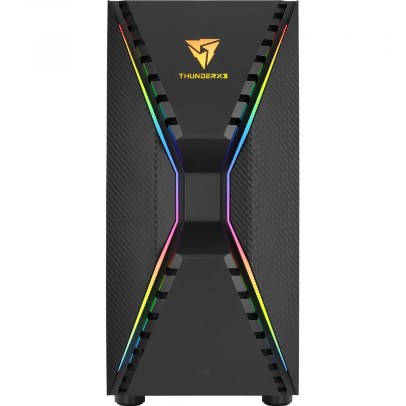 Aerocool ThunderX3 CRONUSBK, Boîtier de Jeu EATX, Ventilateur ARGB, Verre Trempé