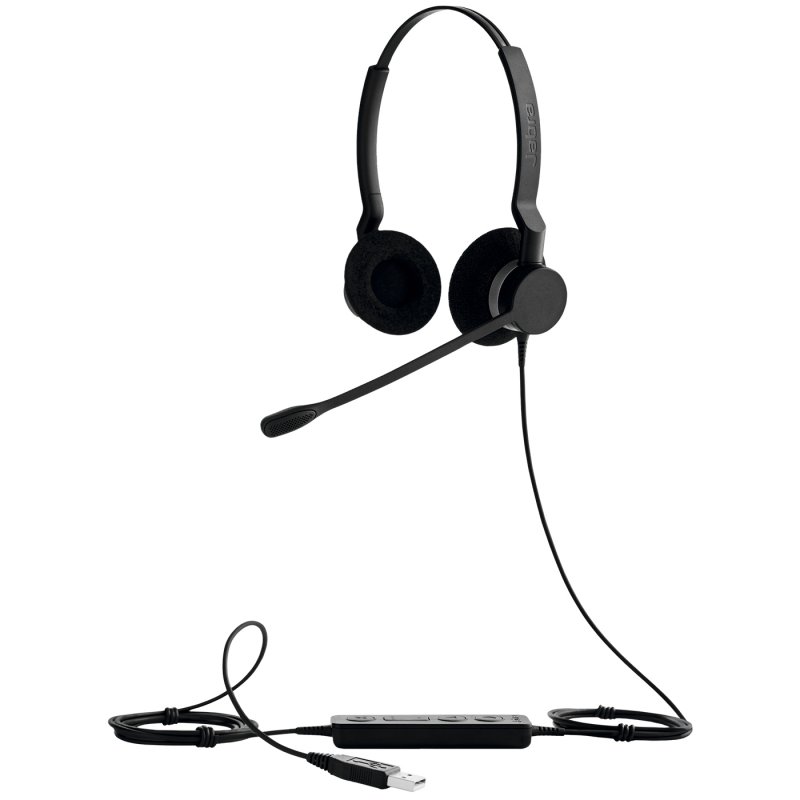 Jabra Biz 2300 Duo USB UC Casque Avec fil Arceau Bureau/Centre d'appels USB Type-A Noir