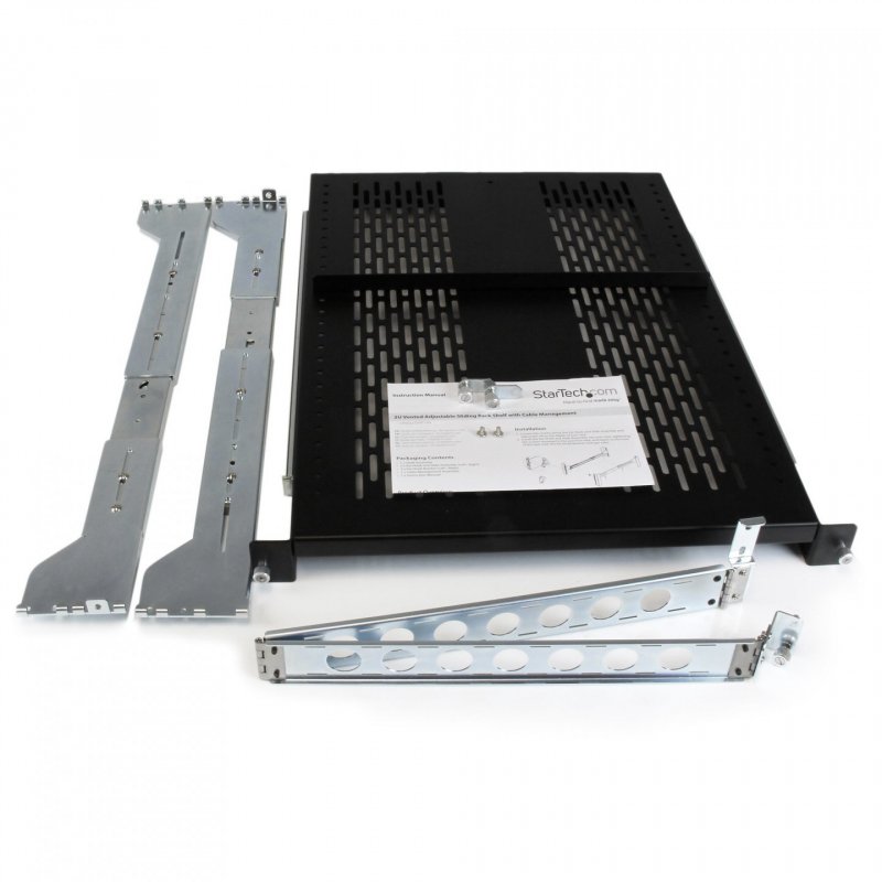 StarTech.com 2U Vented Sliding Server Rack Shelf w/ Cable Management Arm - 27.6 to 31.6in Adjustable Mounting Depth - 12