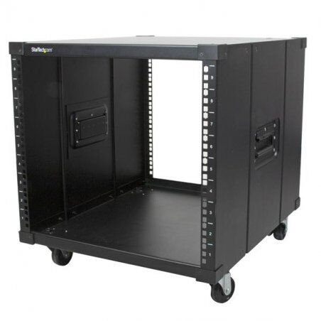 StarTech.com 4-Post 9U Mobile Open Frame Server Rack, Four Post Network Rack with Wheels, 19" Rolling Rack for Home/Offi
