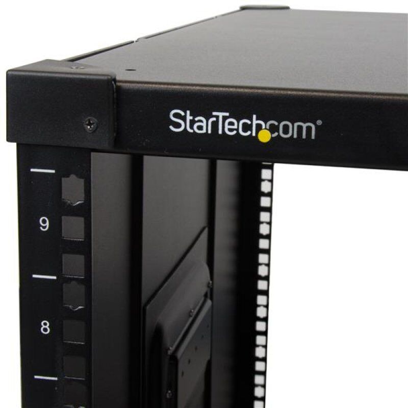StarTech.com 4-Post 9U Mobile Open Frame Server Rack, Four Post Network Rack with Wheels, 19" Rolling Rack for Home/Offi