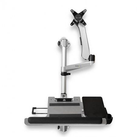 StarTech.com Wall Mount Workstation - Articulating Standing Desk w/ Ergonomic Height Adjustable Monitor Arm & Padded Key