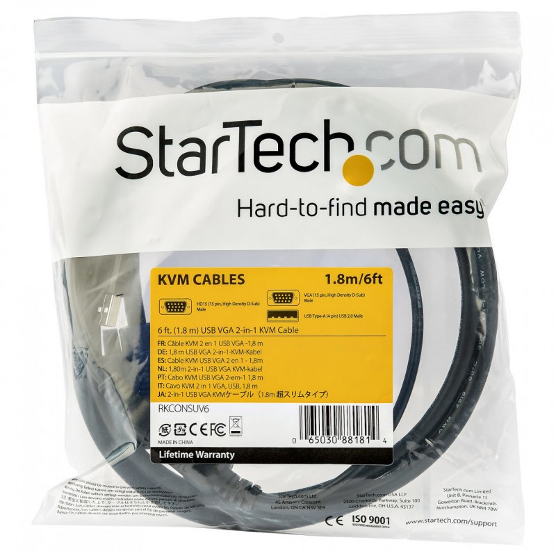 StarTech.com Câble switch KVM USB VGA de 4,6 m pour consoles