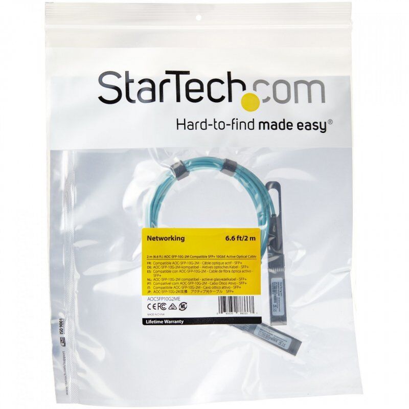 StarTech.com Dell EMC AOC-SFP-10G-2M Compatible 2m/6.5ft 10G SFP+ to SFP+ AOC Cable - 10GbE SFP+ Active Optical Fiber - 