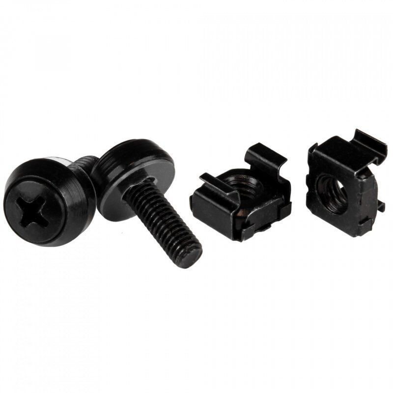 10-32 RACK SCREWS AND NUTS - 50 PACK - BLACK