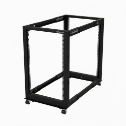 StarTech.com 4-Post 18U Mobile Open Frame Server Rack, Four Post 19" Network Rack with Wheels, Rolling Rack with Adjusta