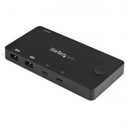 StarTech.com 2 Port USB C KVM Switch - 4K 60Hz HDMI - Compact Dual Port UHD USB Type C Desktop Mini KVM Switch with USB 