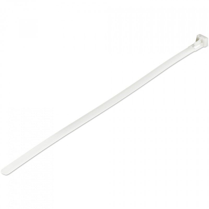 StarTech.com Colliers de Serrage Réutilisables 25 cm Blancs - Largeur 7 mm - Diam. faisceau 65 mm - Résistance tractio